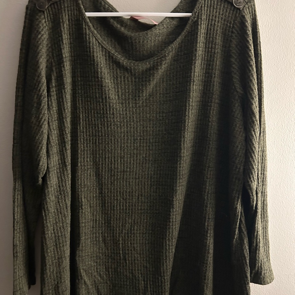 Olive Green Long Sleeve Top